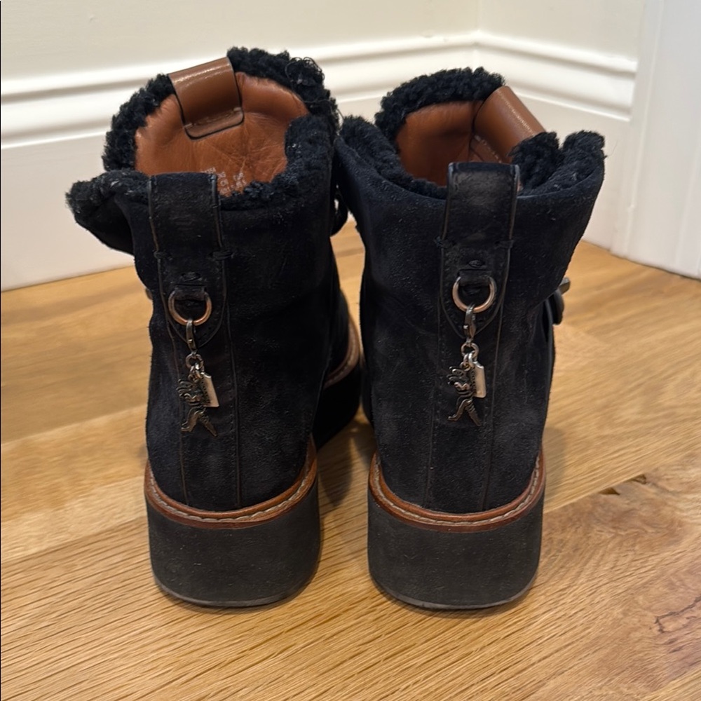 Coach Black Shearling Boots - City Hiker Boot - Picture 4 of 7